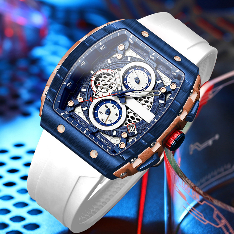 ⌚️🌈 Cyberpunk Futuristischer Stil – Multifunktionale Quarzuhr für Männer – Neon-Details, Luminous, Edelstahl