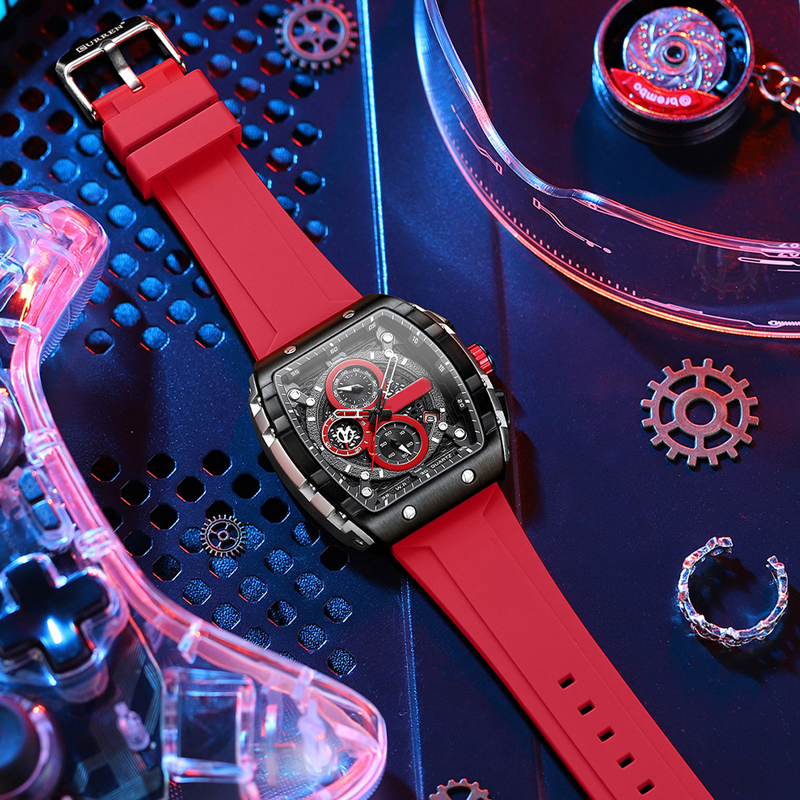 ⌚️🌈 Cyberpunk Futuristischer Stil – Multifunktionale Quarzuhr für Männer – Neon-Details, Luminous, Edelstahl