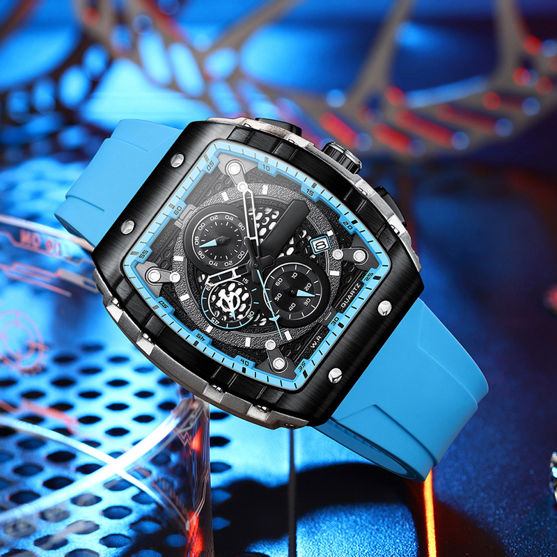 ⌚️🌈 Cyberpunk Futuristischer Stil – Multifunktionale Quarzuhr für Männer – Neon-Details, Luminous, Edelstahl