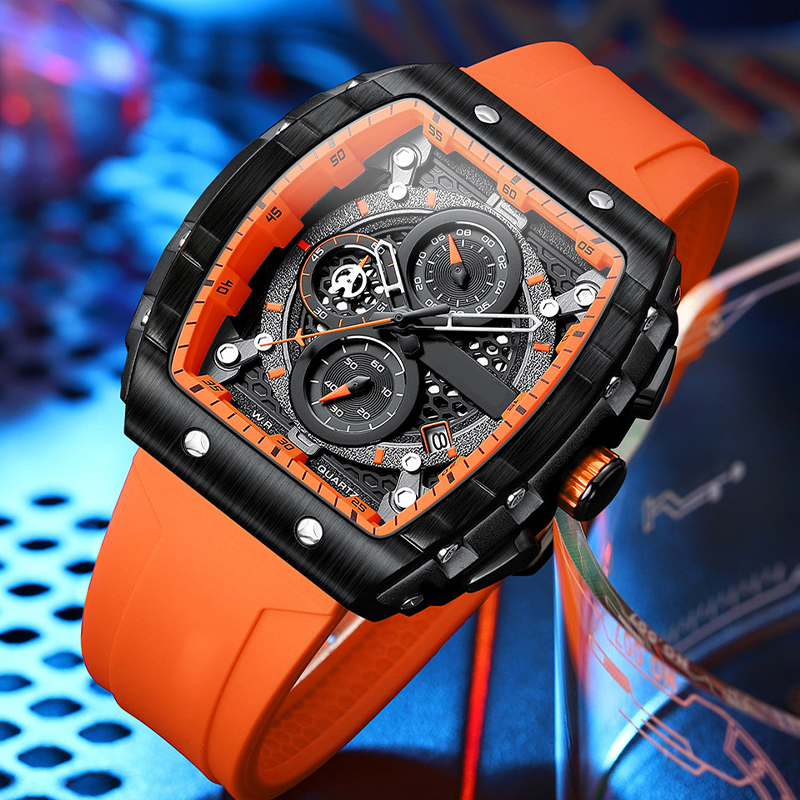 ⌚️🌈 Cyberpunk Futuristischer Stil – Multifunktionale Quarzuhr für Männer – Neon-Details, Luminous, Edelstahl