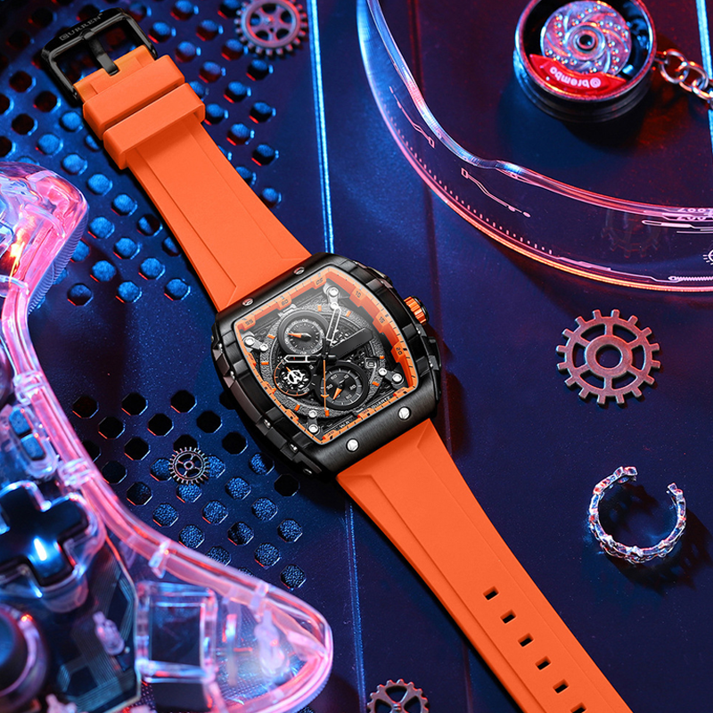 ⌚️🌈 Cyberpunk Futuristischer Stil – Multifunktionale Quarzuhr für Männer – Neon-Details, Luminous, Edelstahl