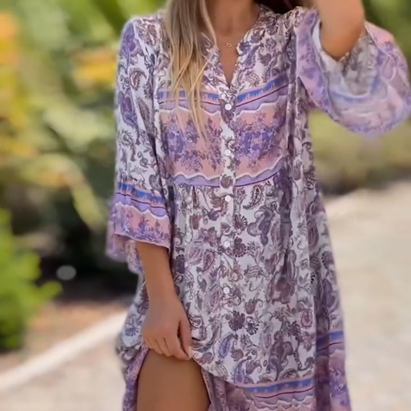 👗💐 Was soll ich morgen anziehen? Damen Floral V-Neck Dress – 50% RABATT! Romantisch, leicht & perfekt für Frühling & Sommer 🌸