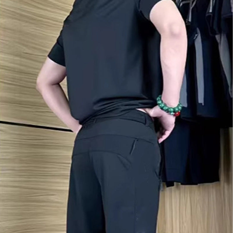 👕👖 Lässiges Stretch-Set für Herren aus Eisseide mit T-Shirt und Hose – 50% RABATT! Kühlend, atmungsaktiv & perfekt für Sommer, Sport & Alltag ❄️