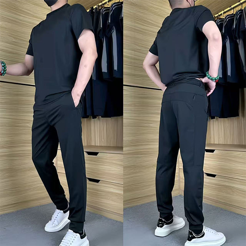 👕👖 Lässiges Stretch-Set für Herren aus Eisseide mit T-Shirt und Hose – 50% RABATT! Kühlend, atmungsaktiv & perfekt für Sommer, Sport & Alltag ❄️