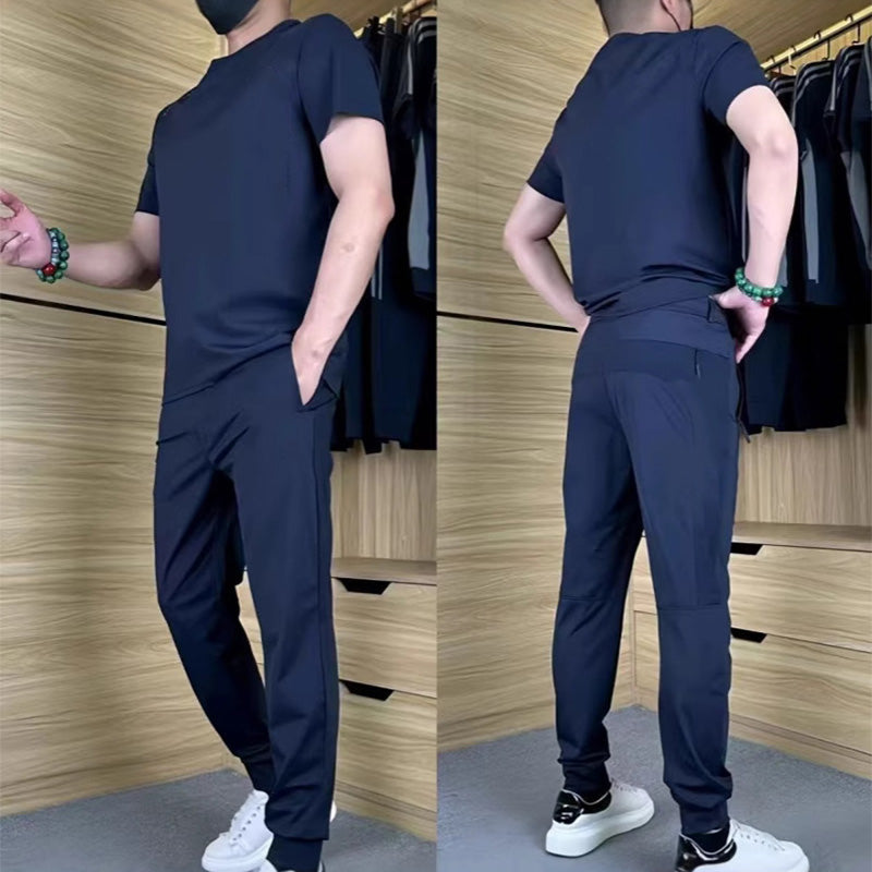 👕👖 Lässiges Stretch-Set für Herren aus Eisseide mit T-Shirt und Hose – 50% RABATT! Kühlend, atmungsaktiv & perfekt für Sommer, Sport & Alltag ❄️