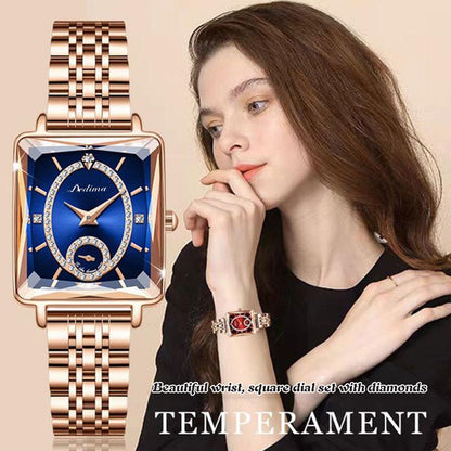 ⏳ 50% KORTING! Fashion Square Dames Roségoud Diamanten Horloge – Elegant vierkant ontwerp & stralende steentjes voor elke outfit ✨⌚