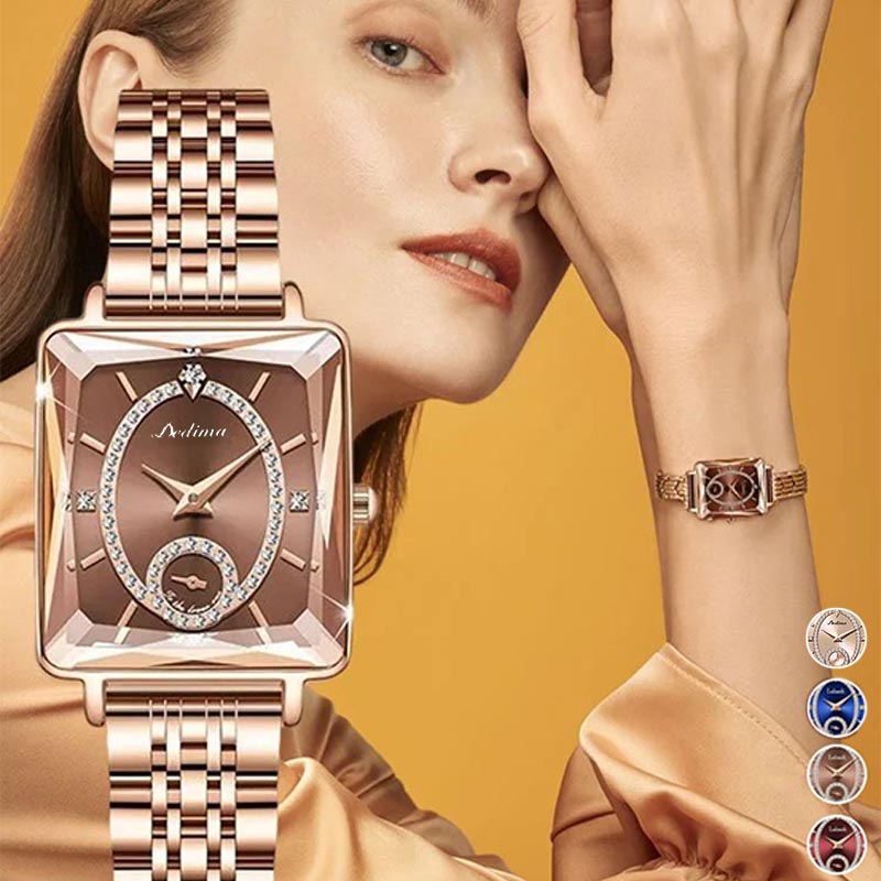 ⏳ 50% KORTING! Fashion Square Dames Roségoud Diamanten Horloge – Elegant vierkant ontwerp & stralende steentjes voor elke outfit ✨⌚