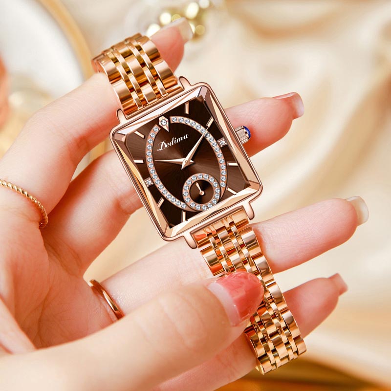 ⏳ 50% KORTING! Fashion Square Dames Roségoud Diamanten Horloge – Elegant vierkant ontwerp & stralende steentjes voor elke outfit ✨⌚