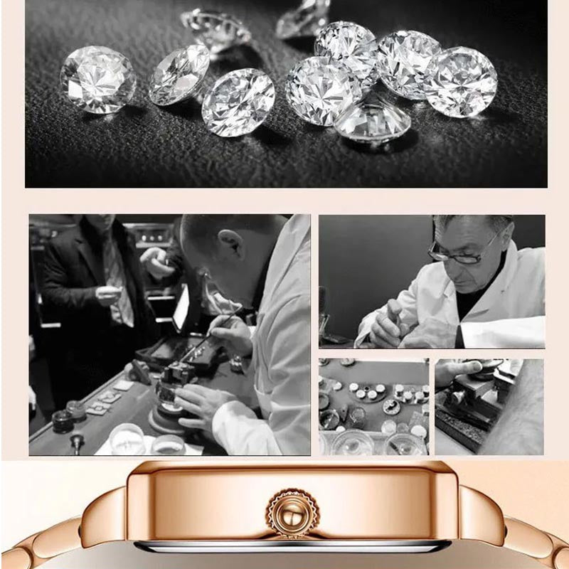 ⏳ 50% KORTING! Fashion Square Dames Roségoud Diamanten Horloge – Elegant vierkant ontwerp & stralende steentjes voor elke outfit ✨⌚