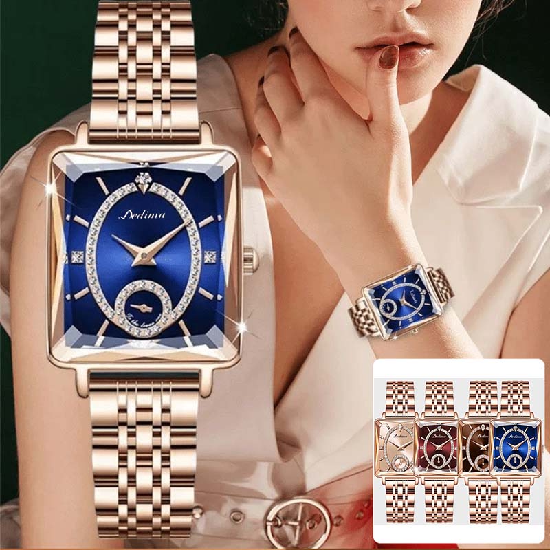 ⏳ 50% KORTING! Fashion Square Dames Roségoud Diamanten Horloge – Elegant vierkant ontwerp & stralende steentjes voor elke outfit ✨⌚