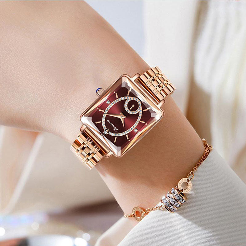 ⏳ 50% KORTING! Fashion Square Dames Roségoud Diamanten Horloge – Elegant vierkant ontwerp & stralende steentjes voor elke outfit ✨⌚