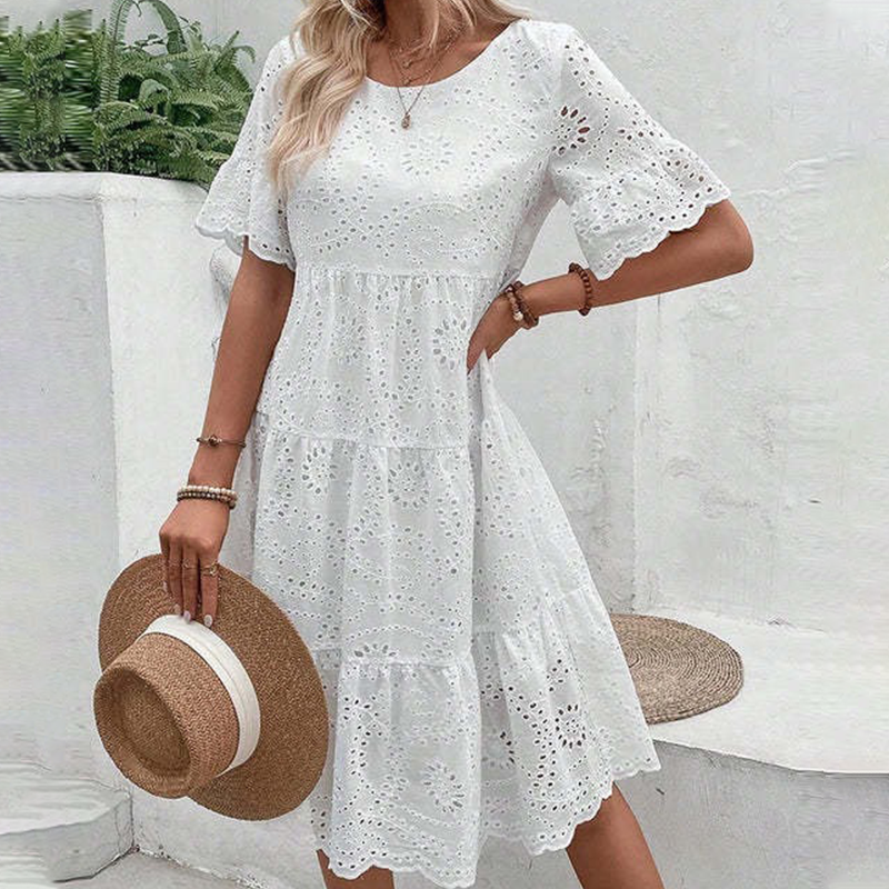 👗🌸 Damenkleid mit Rundhalsausschnitt und Blumenmuster – 50% RABATT! Romantisch, leicht & perfekt für Frühling, Sommer oder festliche Anlässe ✨