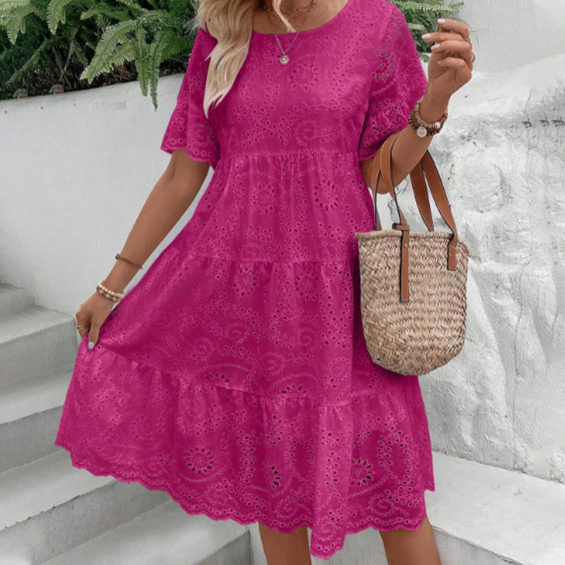 👗🌸 Damenkleid mit Rundhalsausschnitt und Blumenmuster – 50% RABATT! Romantisch, leicht & perfekt für Frühling, Sommer oder festliche Anlässe ✨