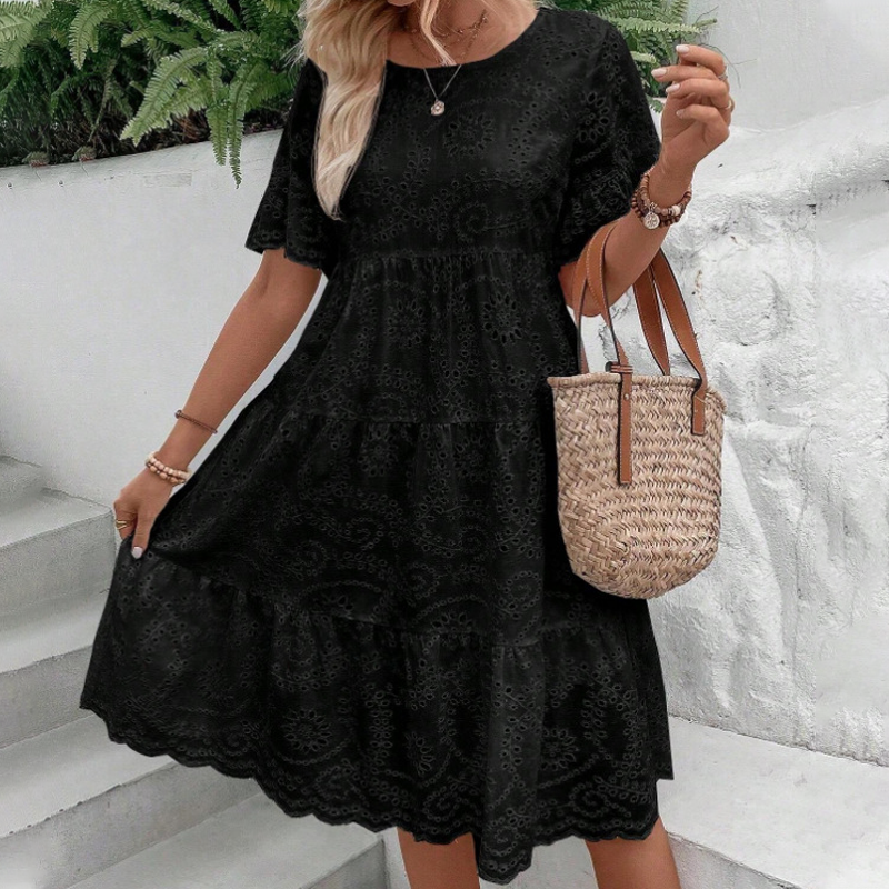 👗🌸 Damenkleid mit Rundhalsausschnitt und Blumenmuster – 50% RABATT! Romantisch, leicht & perfekt für Frühling, Sommer oder festliche Anlässe ✨