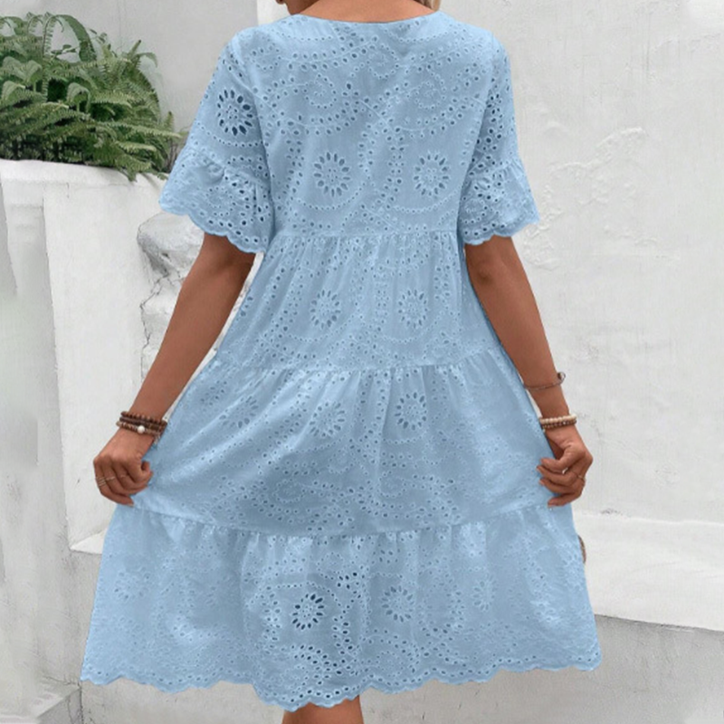 👗🌸 Damenkleid mit Rundhalsausschnitt und Blumenmuster – 50% RABATT! Romantisch, leicht & perfekt für Frühling, Sommer oder festliche Anlässe ✨