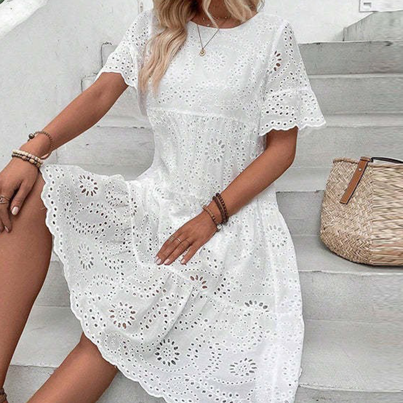 👗🌸 Damenkleid mit Rundhalsausschnitt und Blumenmuster – 50% RABATT! Romantisch, leicht & perfekt für Frühling, Sommer oder festliche Anlässe ✨