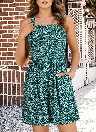 ⏰Heißer Verkauf 49 % Rabatt💃Damen Sommer Quadratischer Ausschnitt Ärmellos Locker Lässig Kurz Gestickter Strampler