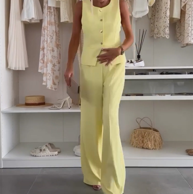 🌸Set aus ärmellosem Oberteil und langer Hose für Damen