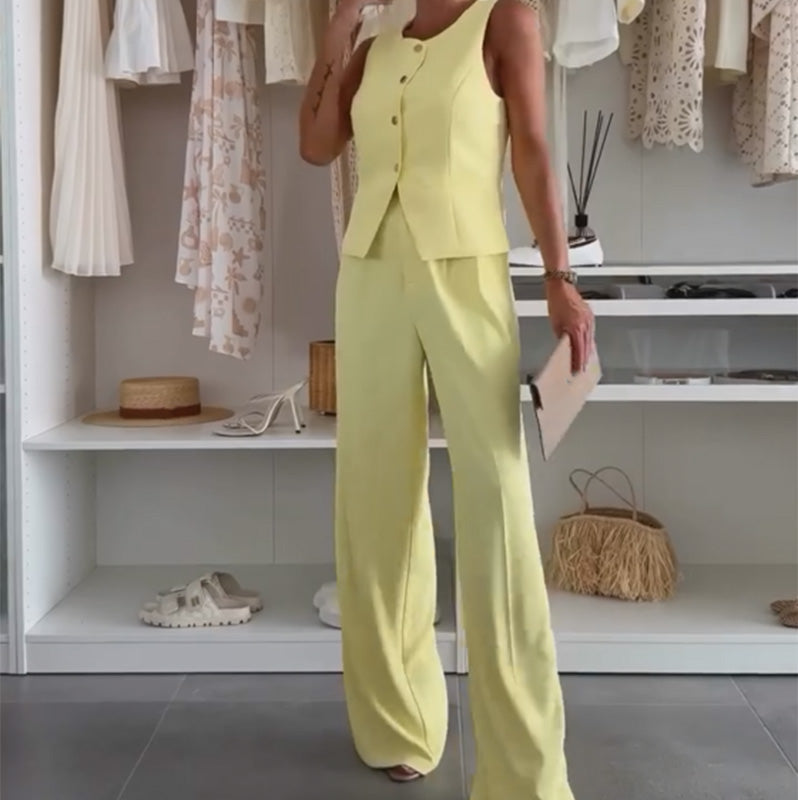 🌸Set aus ärmellosem Oberteil und langer Hose für Damen