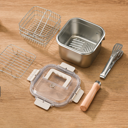 📢60% zeitlich begrenzter Rabatt⚡Multifunktion-Set: Fritteuse mit Frischhaltedose-Funktion (abnehmbarer Griff + Deckel)
