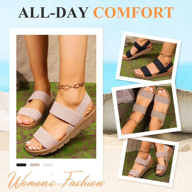 🏆Rutschfeste Freizeitsandalen für Damen mit breiten elastischen Riemen