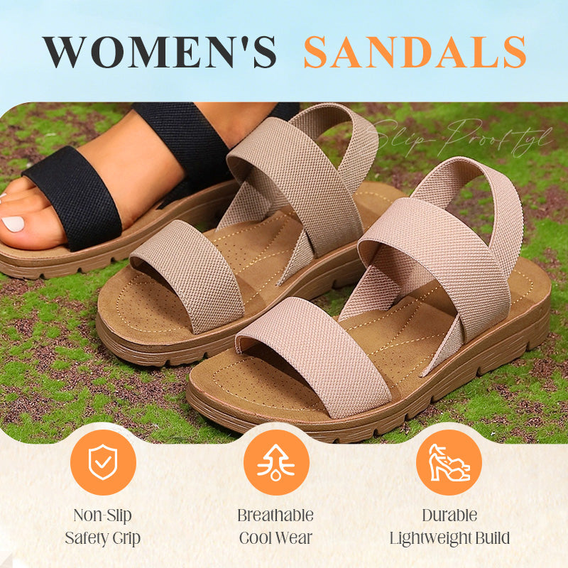 🏆Rutschfeste Freizeitsandalen für Damen mit breiten elastischen Riemen