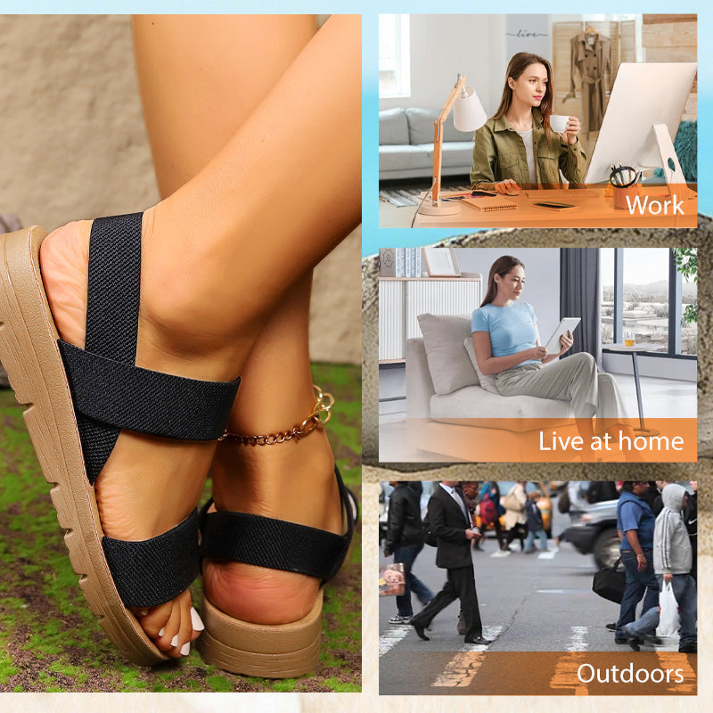 🏆Rutschfeste Freizeitsandalen für Damen mit breiten elastischen Riemen