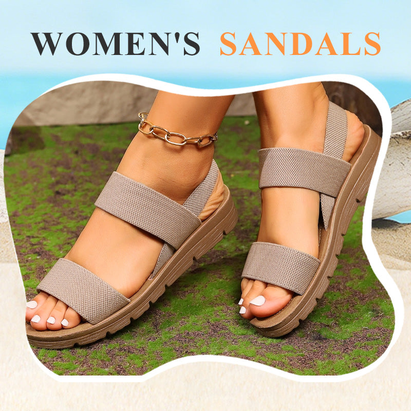 🏆Rutschfeste Freizeitsandalen für Damen mit breiten elastischen Riemen