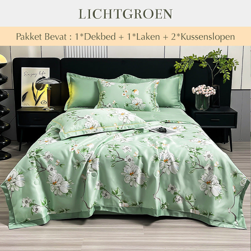 🌸【Exklusives Sommerangebot-50 % Rabatt】 Kühlendes & atmungsaktives Bettwäsche-Set mit Blumenmuster (4-teilig)