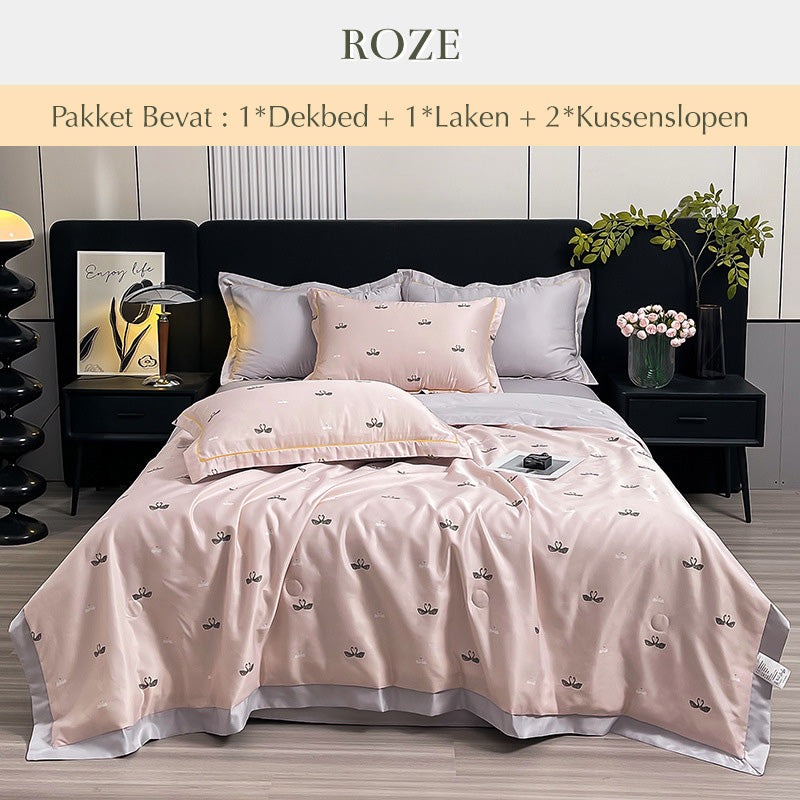 🌸【Exklusives Sommerangebot-50 % Rabatt】 Kühlendes & atmungsaktives Bettwäsche-Set mit Blumenmuster (4-teilig)