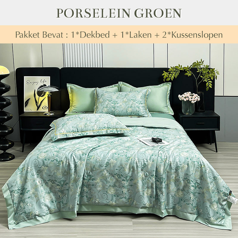 🌸【Exklusives Sommerangebot-50 % Rabatt】 Kühlendes & atmungsaktives Bettwäsche-Set mit Blumenmuster (4-teilig)