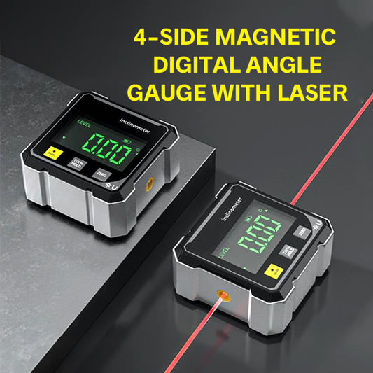 📐 LIMITIERTES ANGEBOT: 50% RABATT! 🧲 4-seitiger digitaler Winkelmesser – Mit Laser, 360° Magnethalterung & Dualmodus ✨