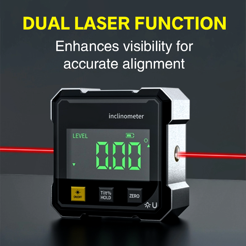 📐 LIMITIERTES ANGEBOT: 50% RABATT! 🧲 4-seitiger digitaler Winkelmesser – Mit Laser, 360° Magnethalterung & Dualmodus ✨