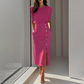 👗 LIMITIERTES ANGEBOT: 50% RABATT! ✨ Midikleid mit Schlitz für Damen – Schmeichelnde Passform, Weicher Stoff & Vielseitig 💃