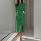 👗 LIMITIERTES ANGEBOT: 50% RABATT! ✨ Midikleid mit Schlitz für Damen – Schmeichelnde Passform, Weicher Stoff & Vielseitig 💃
