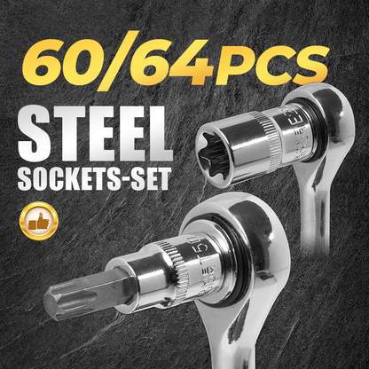 🔥CR-V Steckschlüssel-Set – 1/4" & 1/2", Vielseitiges Ratschen- und Nuss-Set für Heim & Werkstatt