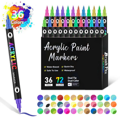 🔥 50 % RABATT! 🌈🖌️ Acrylstift-Marker mit zwei Spitzen – Farbenfroh & vielseitig ✨🎨