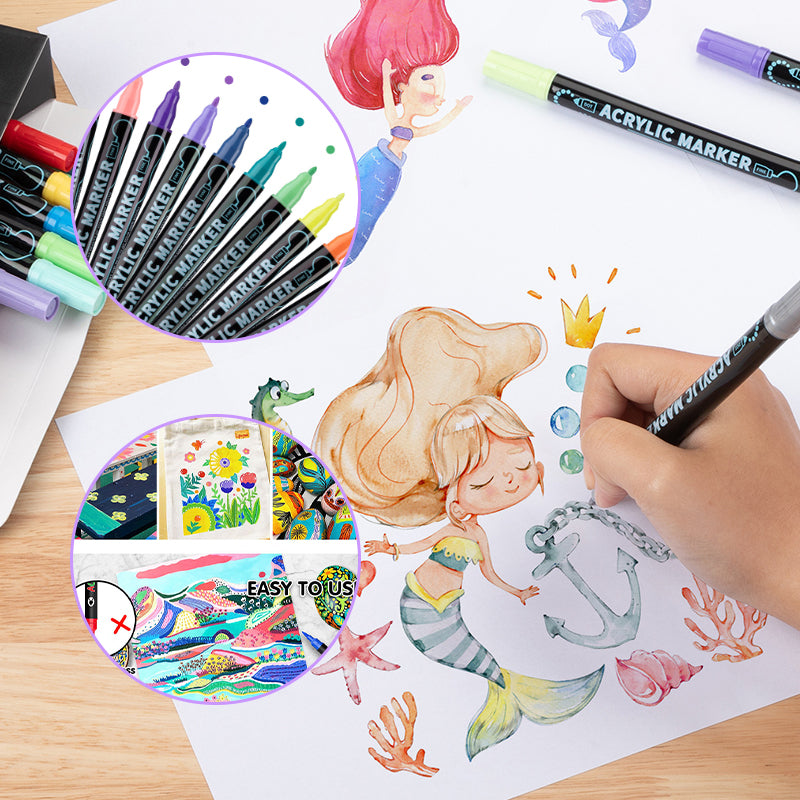 🔥 50 % RABATT! 🌈🖌️ Acrylstift-Marker mit zwei Spitzen – Farbenfroh & vielseitig ✨🎨