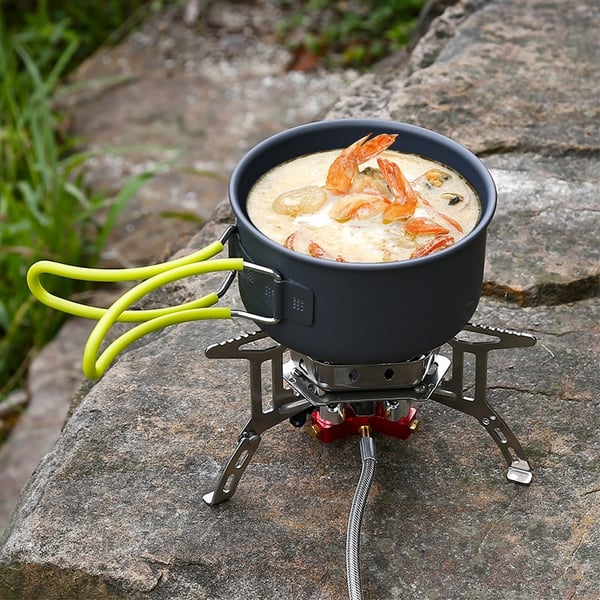 🎁50% zeitlich begrenzter Rabatt✨Outdoor Portable Split-Body Windschutz Dreikern Kupferkopf mit Umschlüssel Camping Picnic Herd