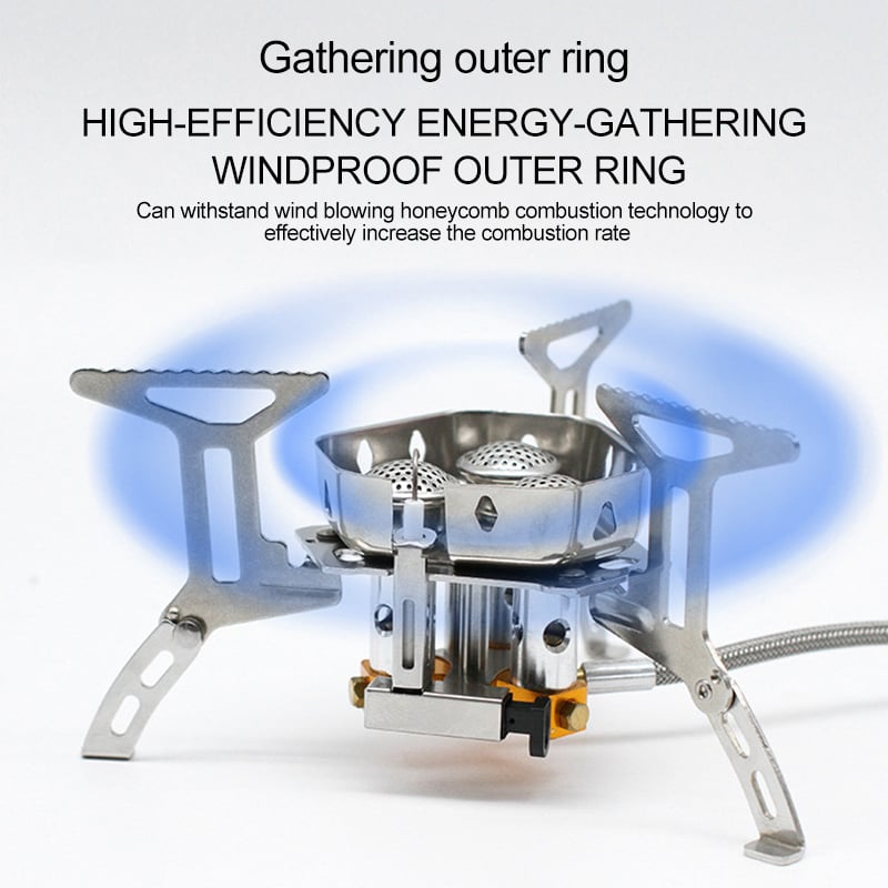 🎁50% zeitlich begrenzter Rabatt✨Outdoor Portable Split-Body Windschutz Dreikern Kupferkopf mit Umschlüssel Camping Picnic Herd