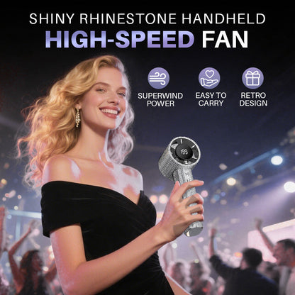 🌬️✨ 50% RABATT! Handventilator mit glänzenden Strasssteinen & hoher Geschwindigkeit – Kompakt, leise & perfekt für heiße Tage, Parties & Reisen 💎
