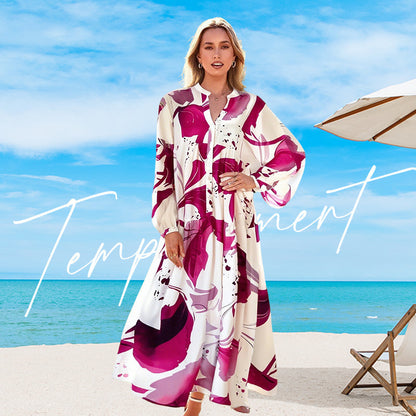 👗🌸 Maxi-Blumenkleid für Damen mit V-Ausschnitt – Fließender Stoff, Romantisches Design & Perfekt für Den Sommer ☀️