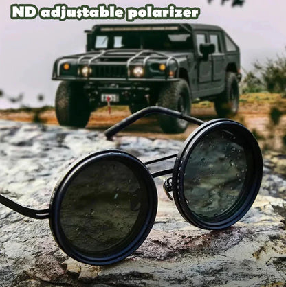 🚀🌤️ Verstellbare getönte, polarisierte runde Sonnenbrille👓