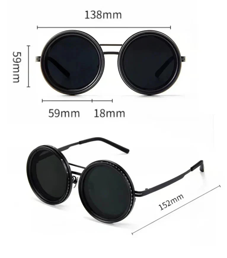 🚀🌤️ Verstellbare getönte, polarisierte runde Sonnenbrille👓