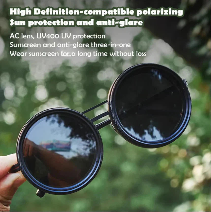 🚀🌤️ Verstellbare getönte, polarisierte runde Sonnenbrille👓