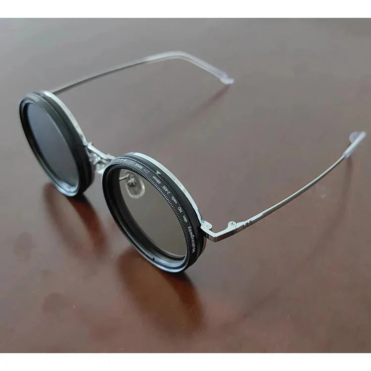 🚀🌤️ Verstellbare getönte, polarisierte runde Sonnenbrille👓