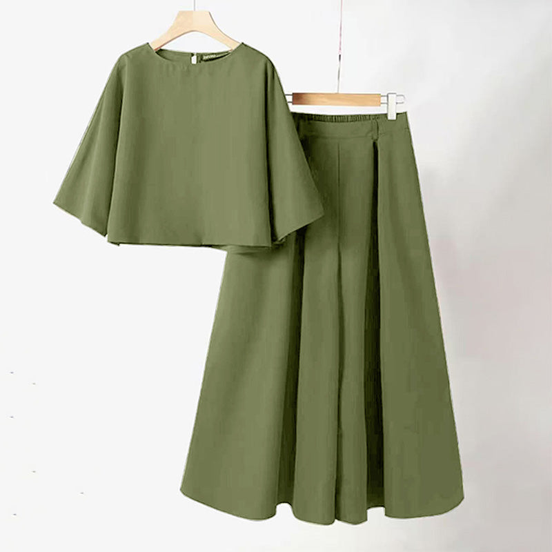 📢61% de réduction👗Lässiges 2-teiliges Damen-Set aus T-Shirt mit Rundhalsausschnitt und 3/4-Ärmeln und lockerer Hose
