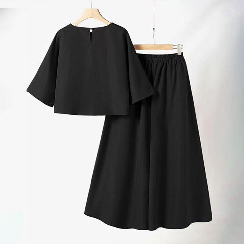 📢61% de réduction👗Lässiges 2-teiliges Damen-Set aus T-Shirt mit Rundhalsausschnitt und 3/4-Ärmeln und lockerer Hose
