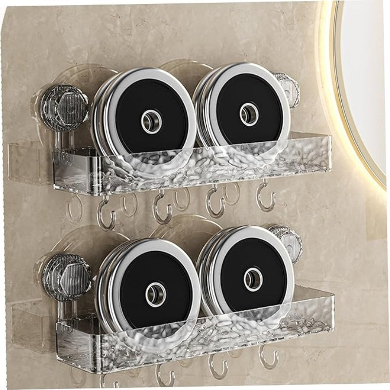 🚀50% Rabatt🏡Wandmontierte abnehmbare Saugnapfablage mit Haken