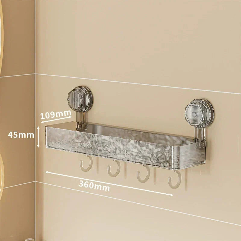 🚀50% Rabatt🏡Wandmontierte abnehmbare Saugnapfablage mit Haken